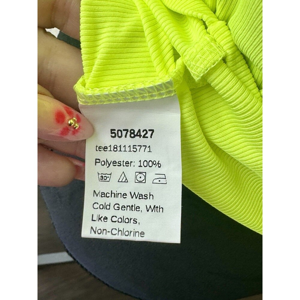 Shein Neon Yellow Mock Neck Sleeveless Ribbed Tank Size Large - Picture 5 of 6